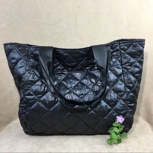 SAKS FIFTH AVENUE Black Puffy Quilted Tote.